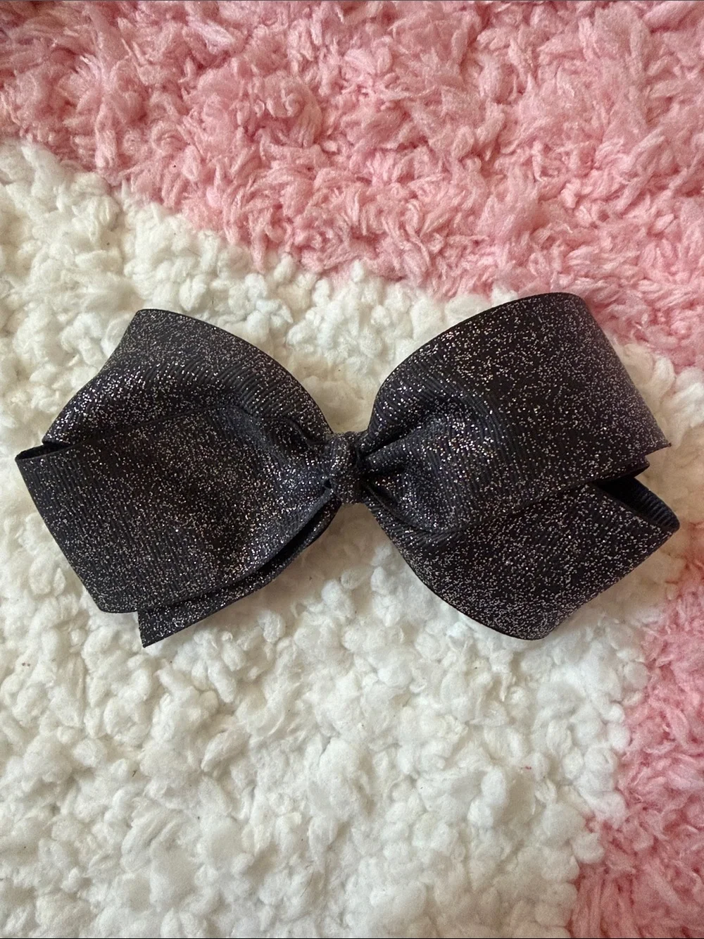 Set of 3 Decorative Hair Bows - Silver & Black, Glitter Black, Gold